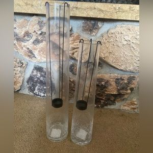 Tall Clear Glass Candle Holders